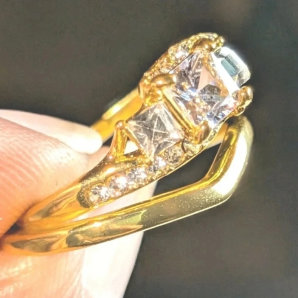 Womens 3ct Princess Cut Lab Created Diamond Halo Duo Wedding Ring Set Sz 10